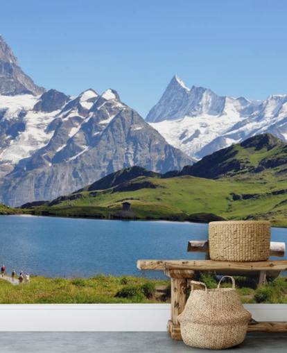 Schneebedeckter Berg und See Fototapete Schneebedeckter Berg und See Fototapete