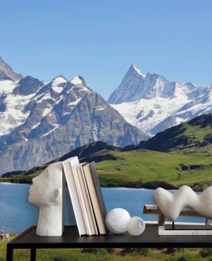 Mural de pared Lago y montaña cubierta de nieve