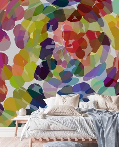 Décoration murale abstraite de cercles ou de tourbillons colorés