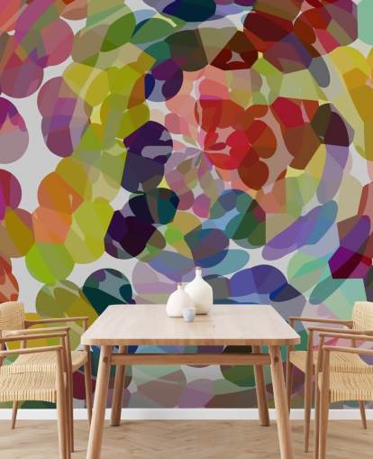 Decorazione murale astratta con vortice o cerchi colorati