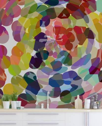 Decorazione murale astratta con vortice o cerchi colorati Decorazione murale astratta con vortice o cerchi colorati