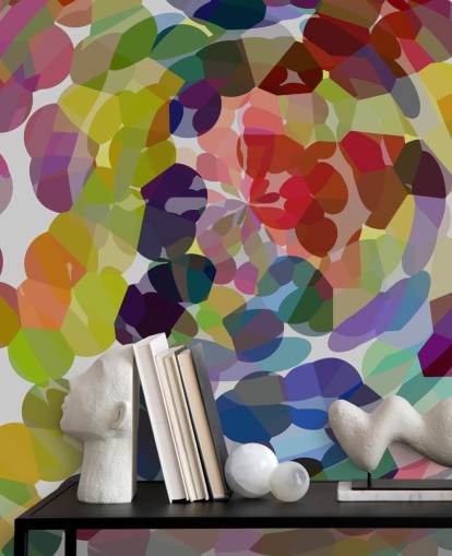Décoration murale abstraite de cercles ou de tourbillons colorés