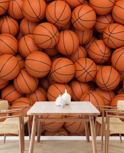 mural de papel de parede de basquete laranja chamado Basketballs mural de papel de parede de basquete laranja chamado Basketballs
