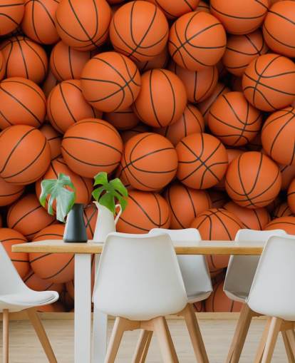 orange basketball wallpaper mural called Basketballs