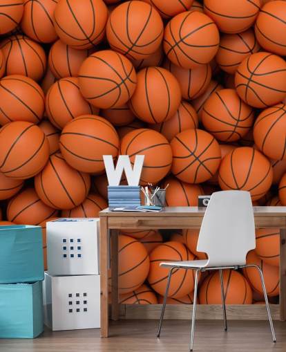 papier peint mural de basket-ball orange appelé Basketballs
