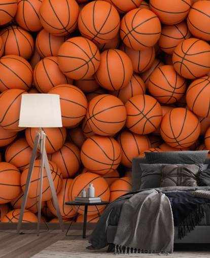 orange basketball wallpaper mural called Basketballs
