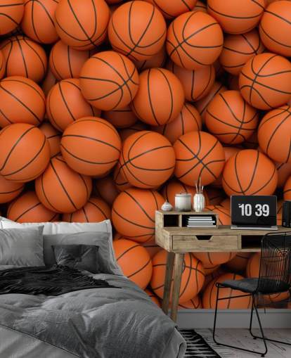 papier peint mural de basket-ball orange appelé Basketballs