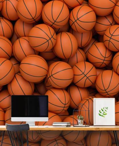 orange basketball wallpaper mural called Basketballs