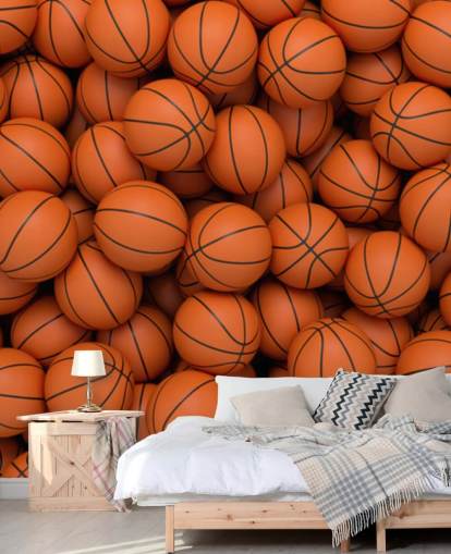 mural de papel de parede de basquete laranja chamado Basketballs