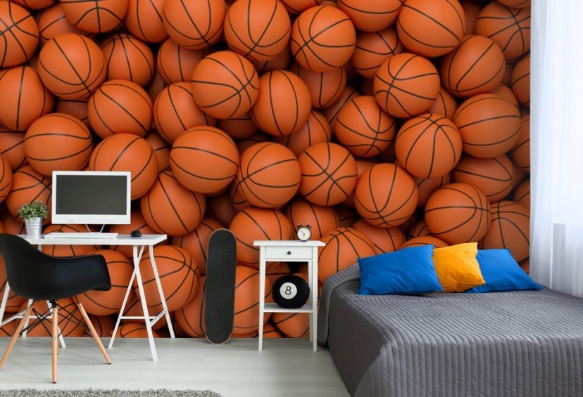 Autocollant Murial Basket Dunk Noir 61x51cm - Vinyle Décoratif - Pour Chambre, Salle De Sport