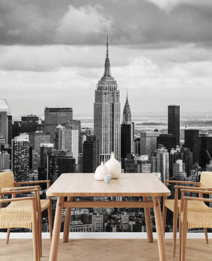 Papel pintado del horizonte de Nueva York en blanco y negro Papel pintado del horizonte de Nueva York en blanco y negro