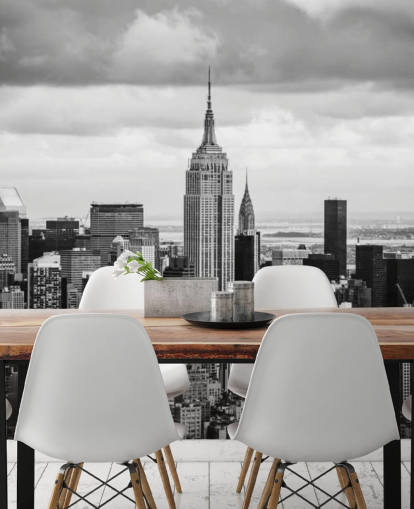 Papel pintado del horizonte de Nueva York en blanco y negro