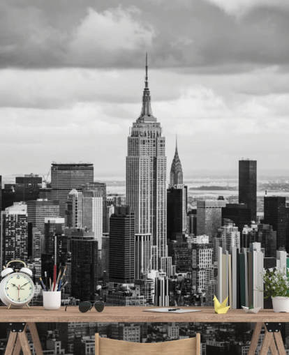 Sort og hvid New York Skyline Baggrund