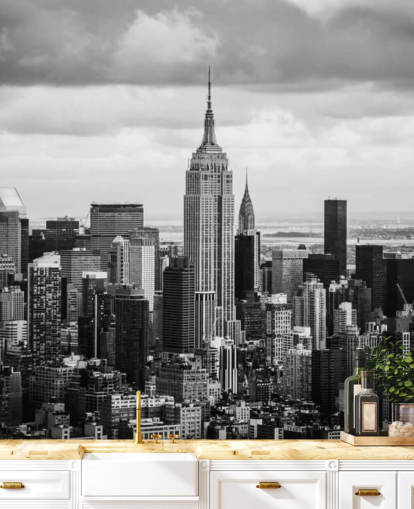 Sort og hvid New York Skyline Baggrund