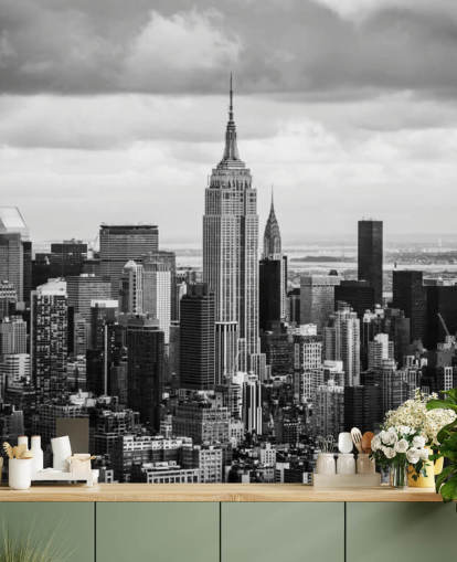 Papel pintado del horizonte de Nueva York en blanco y negro