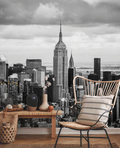 Papel de parede preto e branco do horizonte de Nova York