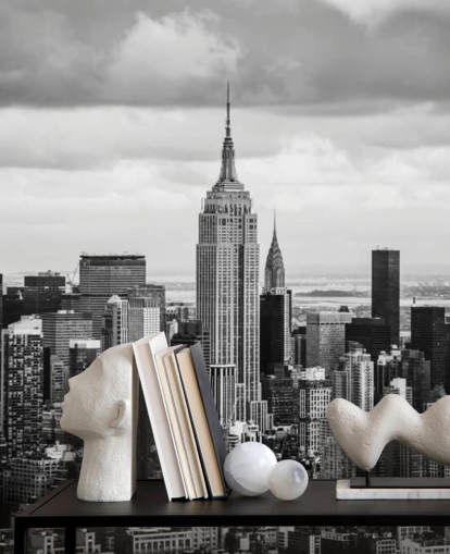 Papel de parede preto e branco do horizonte de Nova York
