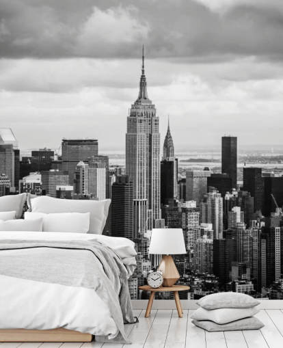 Papel de parede preto e branco do horizonte de Nova York