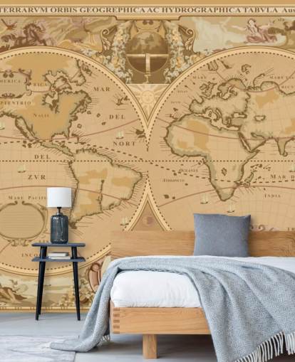 antique style global map wallpaper