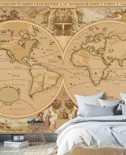 antique style global map wallpaper