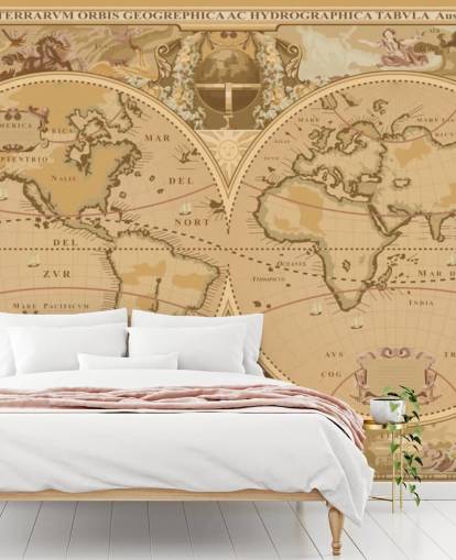 papier peint carte mondiale de style antique