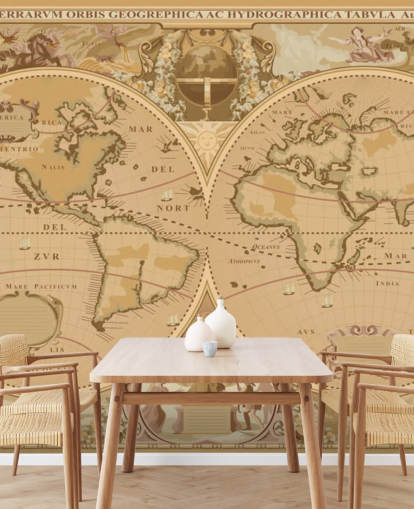 carta da parati mappa globale in stile antico