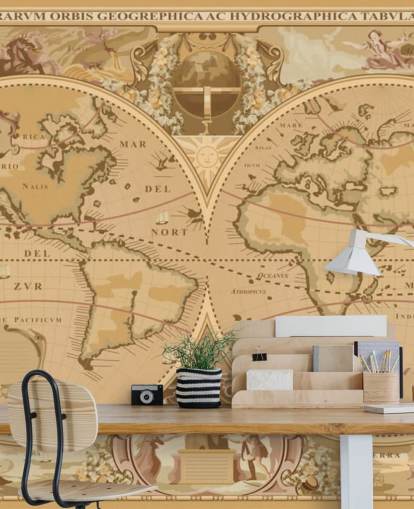 carta da parati mappa globale in stile antico