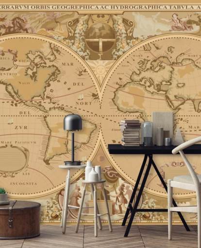 antique style global map wallpaper