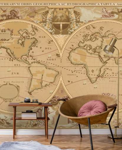 antique style global map wallpaper