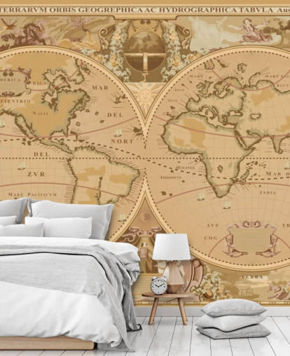 antique style global map wallpaper