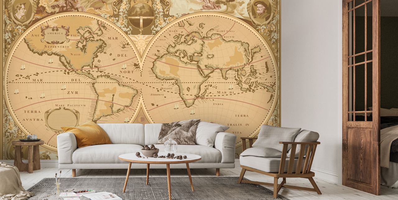 Antique World Map Wallpaper | Wallsauce US