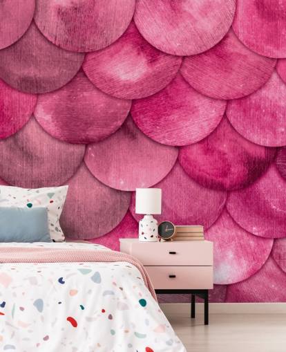 papier peint écailles sirène rose