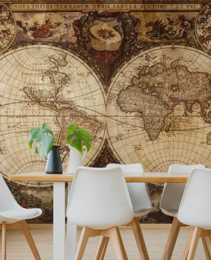 brunt tilpasset verdenskart tapet veggmaleri kalt Vintage World Map for hjemmekontorer og soverom brunt tilpasset verdenskart tapet veggmaleri kalt Vintage World Map for hjemmekontorer og soverom