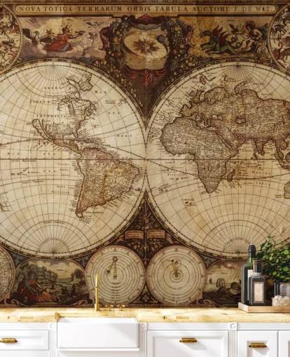 brunt brugerdefineret verdenskort tapetmaleri kaldet Vintage World Map til hjemmekontorer og soveværelser brunt brugerdefineret verdenskort tapetmaleri kaldet Vintage World Map til hjemmekontorer og soveværelser