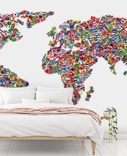 Fondo de pantalla de mapa mundial hecho con banderas