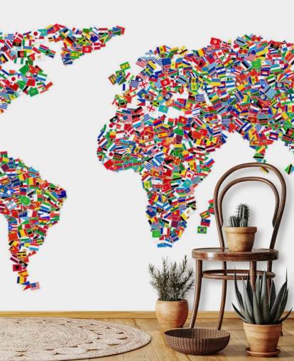 Fondo de pantalla de mapa mundial hecho con banderas Fondo de pantalla de mapa mundial hecho con banderas