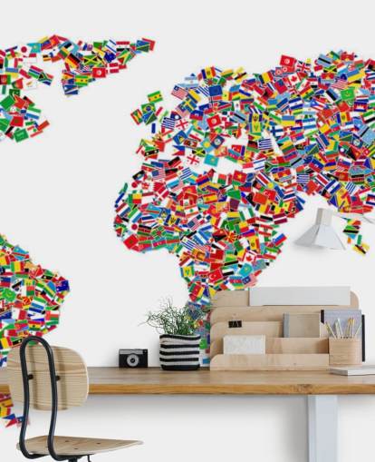World Map Made from Flags Wallpaper