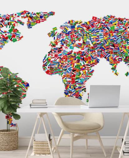 World Map Made from Flags Wallpaper