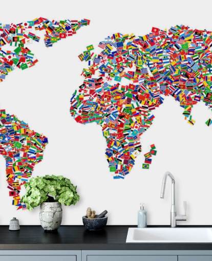World Map Made from Flags Wallpaper