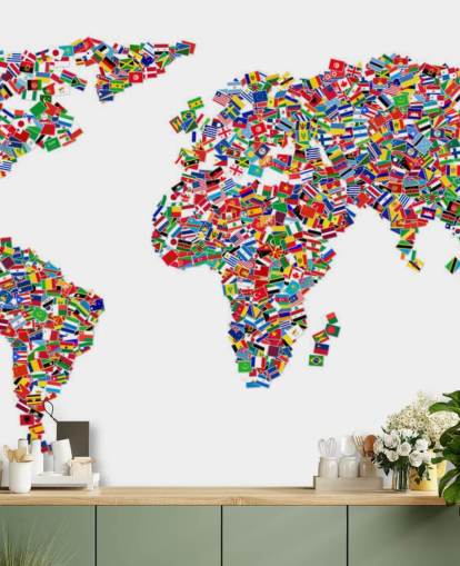 Fondo de pantalla de mapa mundial hecho con banderas