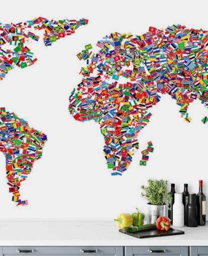 World Map Made from Flags Wallpaper