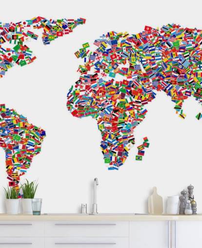World Map Made from Flags Wallpaper
