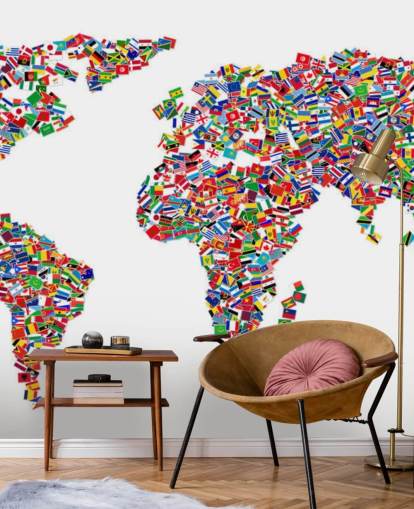 World Map Made from Flags Wallpaper