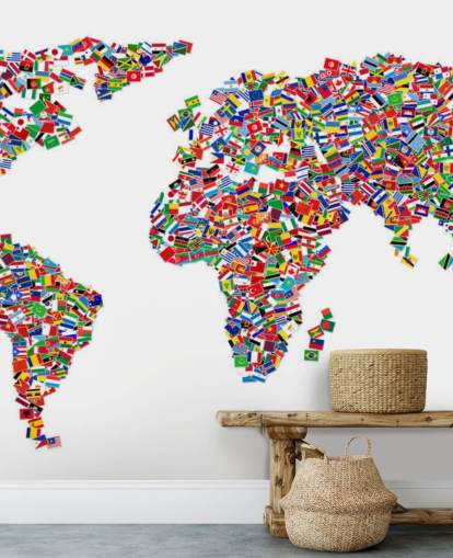 World Map Made from Flags Wallpaper