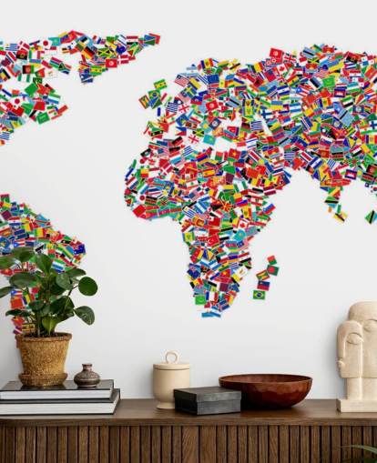 World Map Made from Flags Wallpaper