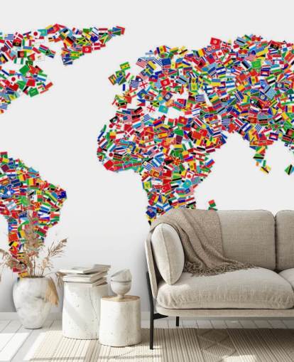 World Map Made from Flags Wallpaper