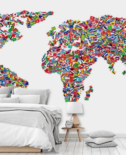 World Map Made from Flags Wallpaper