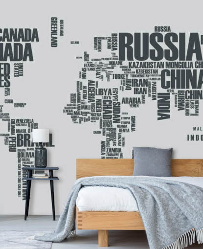 World Map Word Cloud Mural Wallpaper World Map Word Cloud Mural Wallpaper