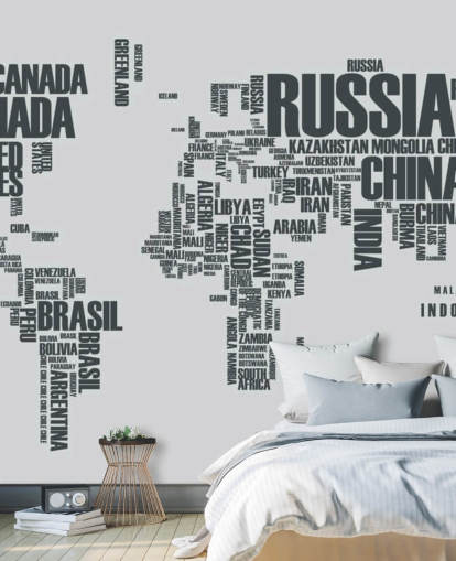 World Map Word Cloud Mural Wallpaper World Map Word Cloud Mural Wallpaper