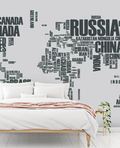 Papel de parede do mural World Map Word Cloud